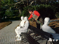 Three Figures and Four Benches by George Segal