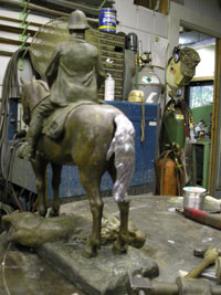 Tail pieces welded together and attached to horse