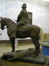 Horse tail sculpted in clay